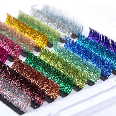 China QUEWEL Natural Looking Silk Eyelash Extension Twinkle Single Lashes Glitter Lashes Extension Glitter Mink Lashes for sale