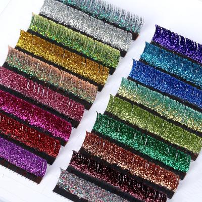 China QUEWEL Eyelash Extension Natural Looking Silk Glitter For Lashes Colored Mink Lashes Glitter Strip Lashes for sale