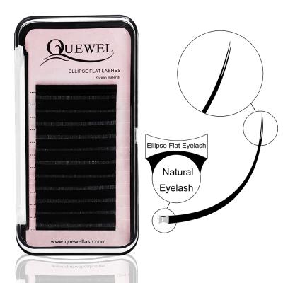 China Quewel super flexible flat eyelash ellipse pestanas de planas premium double headed flat eyelashes for shop eyelash extension for sale