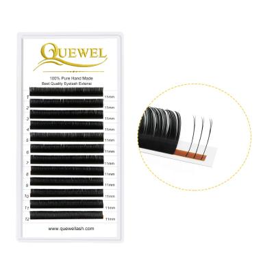 China Quewel Extensao de Cilios Super Flexible Planos and Flat Eyelash Extencion and Ellipse Eyelash Extensions and Custom Logo and Wholesale for sale