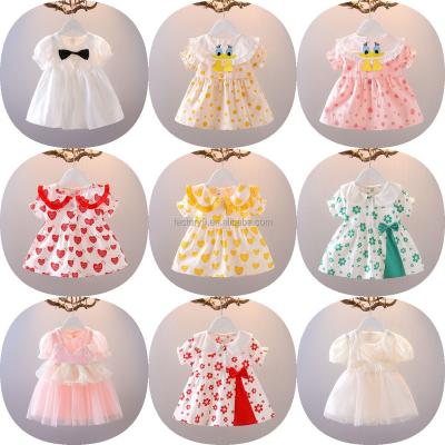 China Anti-wrinkle Summer Girls Cartoon Clothes Dot Strap Skirt Cute Girls Dress 100% Cotton Girls Long Skirt for sale