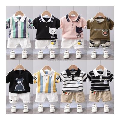 China Fashion Children's Wear Set Fashion Smart Casual Brand New Children's Wear Logo Two Piece Set Cute Cotton Design Polo Shirt for sale