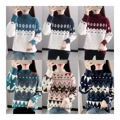 China Anti-wrinkle custom 100% pure cashmere women's sweater pullover winter knitting round neck women's sweater cheap factory wholesale for sale