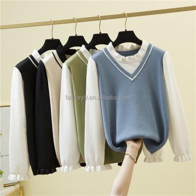 China WINTER Anti-Wrinkle Women's Round Neck Sweater LONG SLEEVES Sweater Fashion Knitting Women's Loose Sweater Casual Sweater for sale