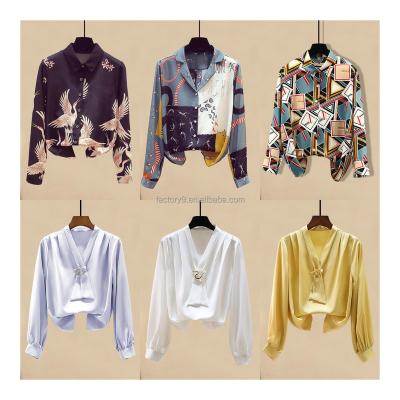 China Spring and Button Summer Women's Office Long Sleeve Top Fashion Loose Lapel Shirt Elegant Women's Satin Shirt Anti-pilling for sale