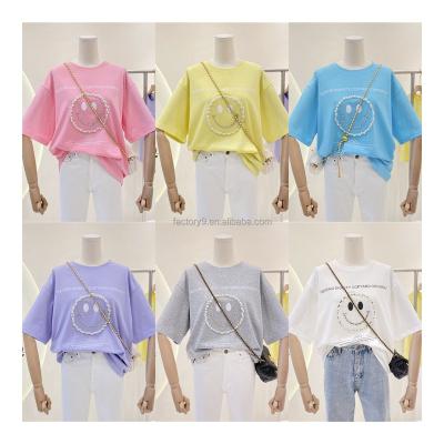 China fashion graphic women's street decoration rivet anti-wrinkle new women's t-shirt sports letters women's t-shirt plus size for sale