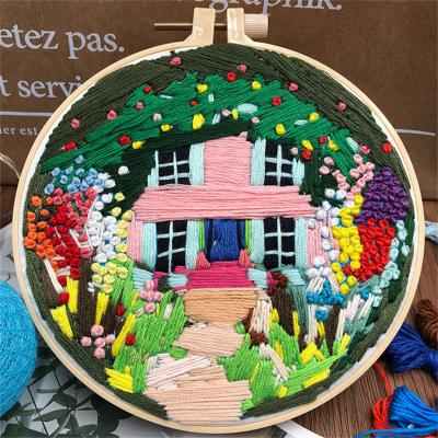 China France Garden Flower Comfy Beginner Embroidery Cloth Threads Stitch Material Bag Diy 3d Landscape Sewing Cross Stitch Kit Wall Painting for sale