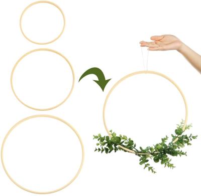 China Asian Wooden Bamboo Floral Hoop Wreath Macrame Craft Circle Rings for DIY Catcher, Christmas Wreath Decor and Dreamy Wall Hanging Crafts for sale