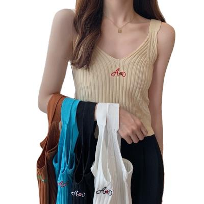 China Wholesale QUICK DRY Custom Women's Gym Sports Slim Running Knit Embroidered Suspender Sleeveless Vest for sale