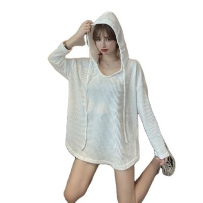 China Wholesale Custom Women's Solid Color Sweater Leisure Oversized Hoodie Anti-Wrinkle Daily Outdoor Sports Long Sleeve Hooded Sweater for sale