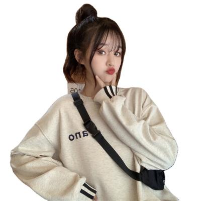 China Anti-Wrinkle High Quality Hot Sale Women's Winter Suits Simple Solid Color Printed Loose Casual Cotton Logo Sweater Custom Made Wholesale for sale