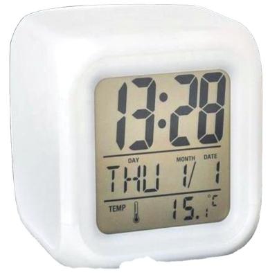 China LUMINOVA Amazon Top Seller Colorful Alarm Clock Creative Square LED Clock Mute Luminous Small Electronic Clock for baby room for sale