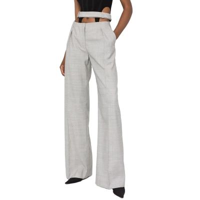 China Breathable OEM Cut High Waist Straight Leg Tailored Pants Women for sale