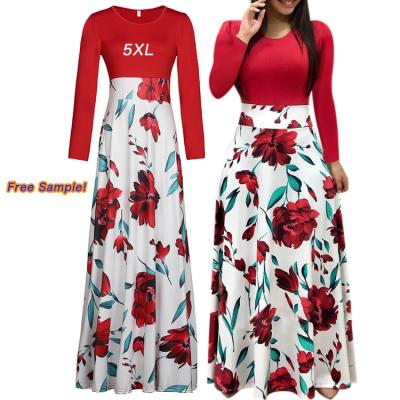 China Ecoparty Washable Spring Autumn Plus Sleeve Maxi Floral Dress Ladies Casual Vestido Ankle-Length Fashion Female Waist Women's Dresses Long for sale