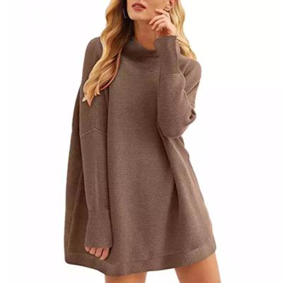 China OEM 2023 Custom Fashion Fall Casual Sexy Washable Logo Sweater Dresses Cotton Women Long Sleeve Sweater Knit Sweater Dress Women Clothing for sale