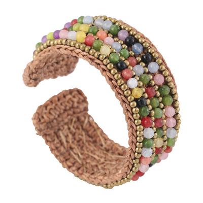 China 2022 Retro BOHEMIA Bohemian Beaded Bracelet Cuff Bangle Natural Stone Bling Open Adjustable Bracelet For Mother's Day Gift for sale