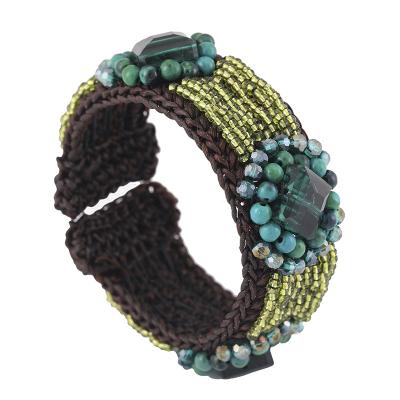 China Vintage Bohemian Style Rice Crystal Bead Beaded Bracelet Spain India Woven Custom Adjustable Bangle Bracelet for sale