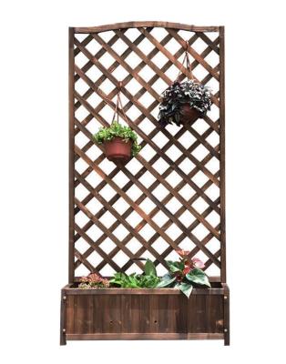 China Contemporary Garden Preservative Wooden Outdoor Decoration Flower Pot Fence Garden Box Flower Mesh Mesh Flower Pot for sale