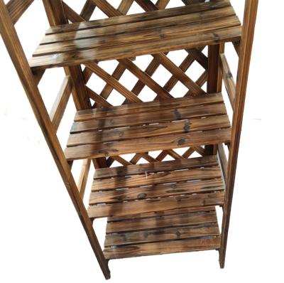 China Retro Style Balcony Yard Storage Shelf Rack Display Stand Flower Plant Wooden Rack Multi-Function Rack for sale