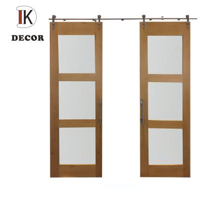 China Decoration Building Materials Modern Glazed Door Design Sound Proof Double Head Wooden Door for sale