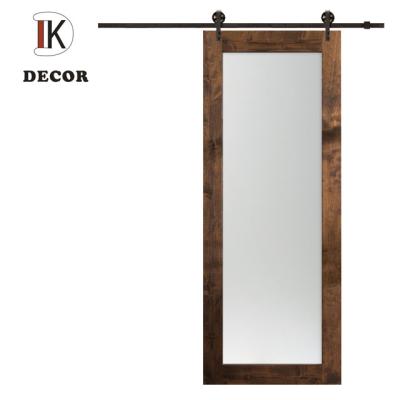 China A full lite modern American barn door with 6mm white laminate glass and handle kit for sale