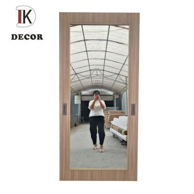 China Modern Popular Design Interior Hospitality Door HPL Finish Mirrored Sliding Barn Doors Wood Closet Door for sale