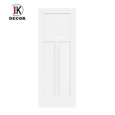 China Modern Style Modern Wood Door Core Bed Room Doors 3 Panel Solid Square Shaker Primed White Door for sale