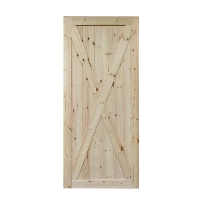 China High quality DIY decoration packaged unfinished pine knotty pine wood solid barn doors for sale