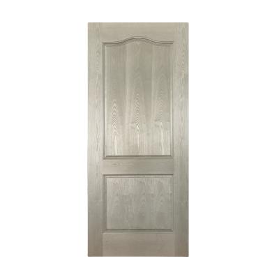 China Easily Assembled Gray Color Stained Oak Veneer Solid Core 2 Panel Composite Wood Panel Door For Bedroom for sale