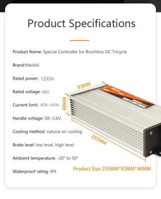 China Aluminum Stable and Durable 48V/1200W 18Tubes Brushless DC Motor Controller for sale