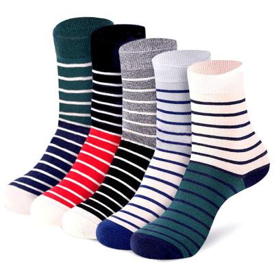 China Thin Strip Antibacterial Casual Cotton Men's Tube Socks Solid Color Business Men's Medium Socks for sale