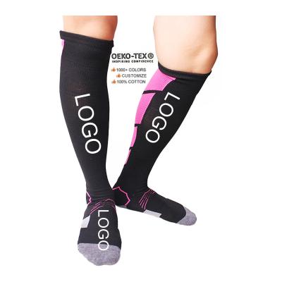 China Custom Long Anti Slip Football Soccer Basketball Antibacterial Athletic Compression Sports Socks for sale