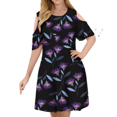 China Anti-Static Women Party Dress Summer Flowers Factory Short Sleeve Chill Loose T-shirt Dress for sale