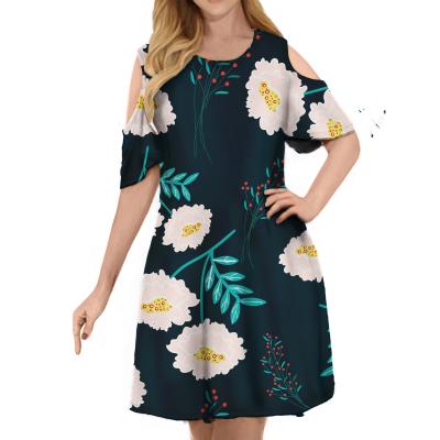 China Anti-Static Women Party Dress Summer Illustration Flower Short Sleeve Chill Loose T-shirt Dress for sale