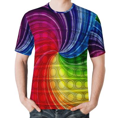 China MOQ 2021 High Quality Anti-wrinkle Fashion POP O Neck T-shirts Computer Male Tops Custom Made Men's Rainbow T-shirt for sale