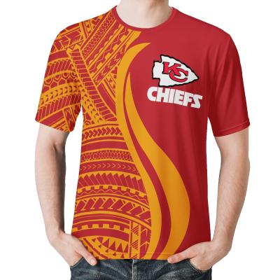 China Nfl Kansas Football Team T-shirt Men Hip Hop Shirt Polynesian Anti-Wrinkle Large Samoa Red Yellow Tribal Design for sale