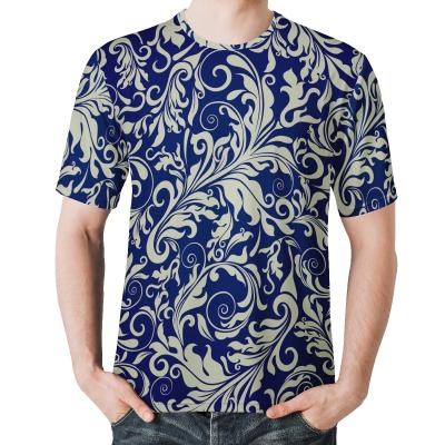 China New Flower Anti-Wrinkle Pattern European Style Gold Print Custom Men's T-shirt Custom Plus Siza Men's Short Sleeve 5XL T-shirt for sale