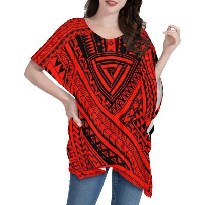 China 1 MOQ Good Quality Anti Shrink Cheap Red Polynesian Tribal Tattoos Design Casual Ponchos Shirt for sale