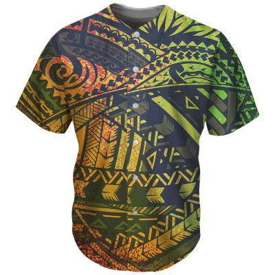 China Polynesian Traditional Tribe 3D Printing T-shirts Sports Baseball Tank Top Short Sleeve Shirt Mens Clothing Hawaii Style Buttons for sale