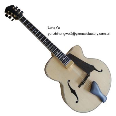 China Solid Spruce Fully Handmade 17inch Horizontal Cutaway Archtop Jazz Electric Guitar for sale