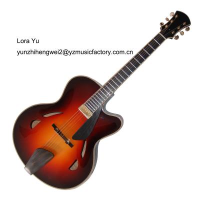 China Yunzhi Solid Impeccable Full Handmade Straight Archtop 16inch Hollow Body Jazz Guitar for sale