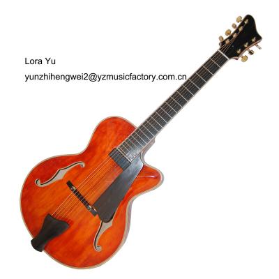 China Spruce$maple 17inch fully handmade custom 7 string yunzhi archtop jazz guitar for sale