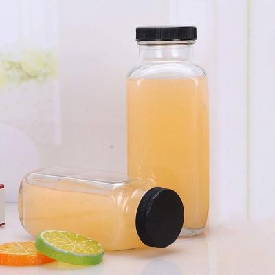 China 250ml 300ml 350ml 500ml Beverage Milk Beverage Juice Glass Bottle With Lids for sale