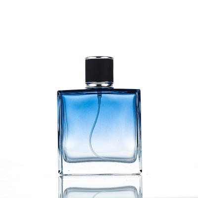 China Hot Sales Promotion Cosmetic 50ml 100ml Spray Blue Empty Glass Perfume Bottle for sale