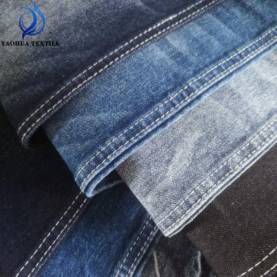 China 2046 Shrink-resistant organic cotton lycra china produce yarn dyed good stretch jeans denim fabric for lady and man for sale