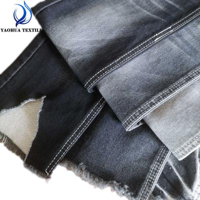 China 1566 blue black color good quality antistatic faux knitted cotton polyester spandex stretch denim fabric for jeans for sale