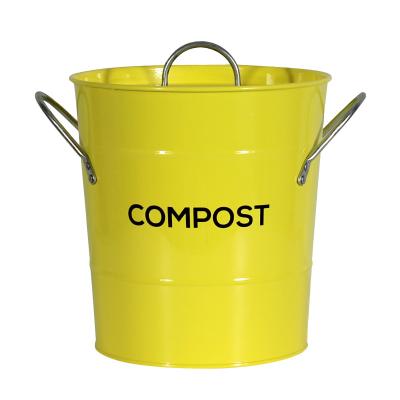 China Good Quality Sustainable Recycle Indoor Galvanized Metal Countertop Kitchen Compost Bucket Farmhouse Composting Container for sale