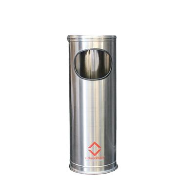 China 304 Stainless Steel Trash Can Metal Round Outdoor Outdoor Reuse Waste Bin With Ashtray Hotel Position Ashtray Waste Bin for sale