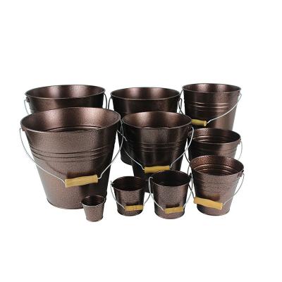 China Metal Stocked Bucket for Garden Ash Coal Cleaning Water Food Storage Bucket with Outdoor Handle Ice Bucket for sale