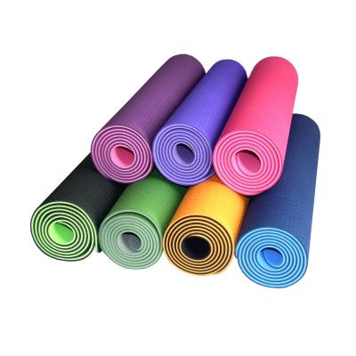 China Durable Anti-Slip Fitness Pilates Printed Eco-Friendly Sustainable Tape Yoga 6mm Thick Yoga Mat With Carry Strap for sale